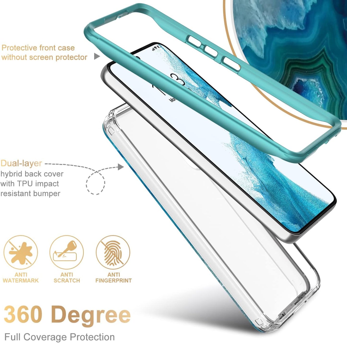 Esdot for Samsung Galaxy S22 plus Case,Military Grade Passing 21Ft Drop Test,Rugged Cover with Fashionable Designs for Women Girls,Protective Phone Case for Galaxy S22+ plus 6.6" Agate Stone  Esdot   