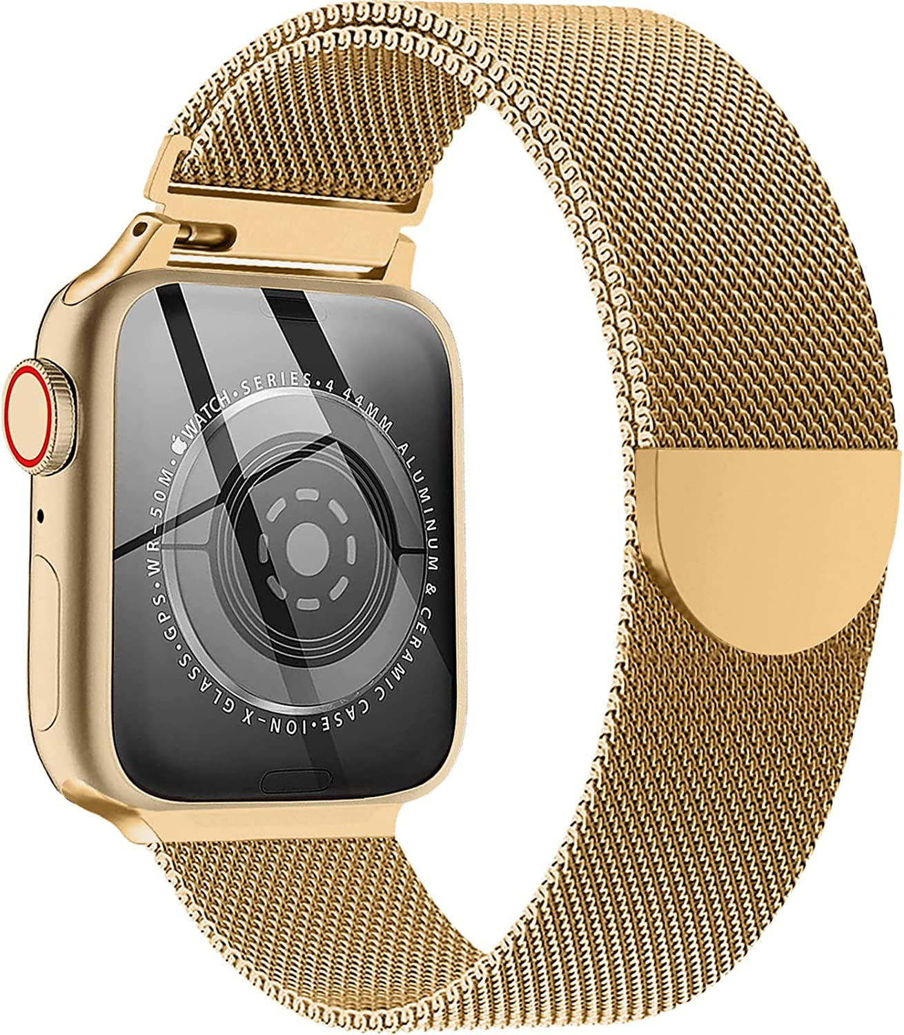 Magnetic Metal Band Compatible with Apple Watch Bands 38Mm 40Mm 41Mm 42Mm 44Mm 45Mm for Men Women, Stainless Steel Mesh Milanese Loop Diamond Strap Compatible for Iwatch Series Se/7/6/5/4/3/2/1,Black  BANDHOME C-Gold 42mm/44mm/45mm/49mm 