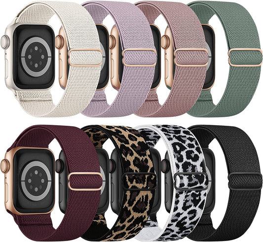 8 Pack Stretchy Nylon Bands Compatible with Apple Watch Band 38Mm 40Mm 41Mm 42Mm 44Mm 45Mm 49Mm, Women Men Adjustable Solo Loop Elastic Sport Wristbands Strap for Iwatch Series 8 7 6 SE 5 4 3 Ultra  Viccoky   