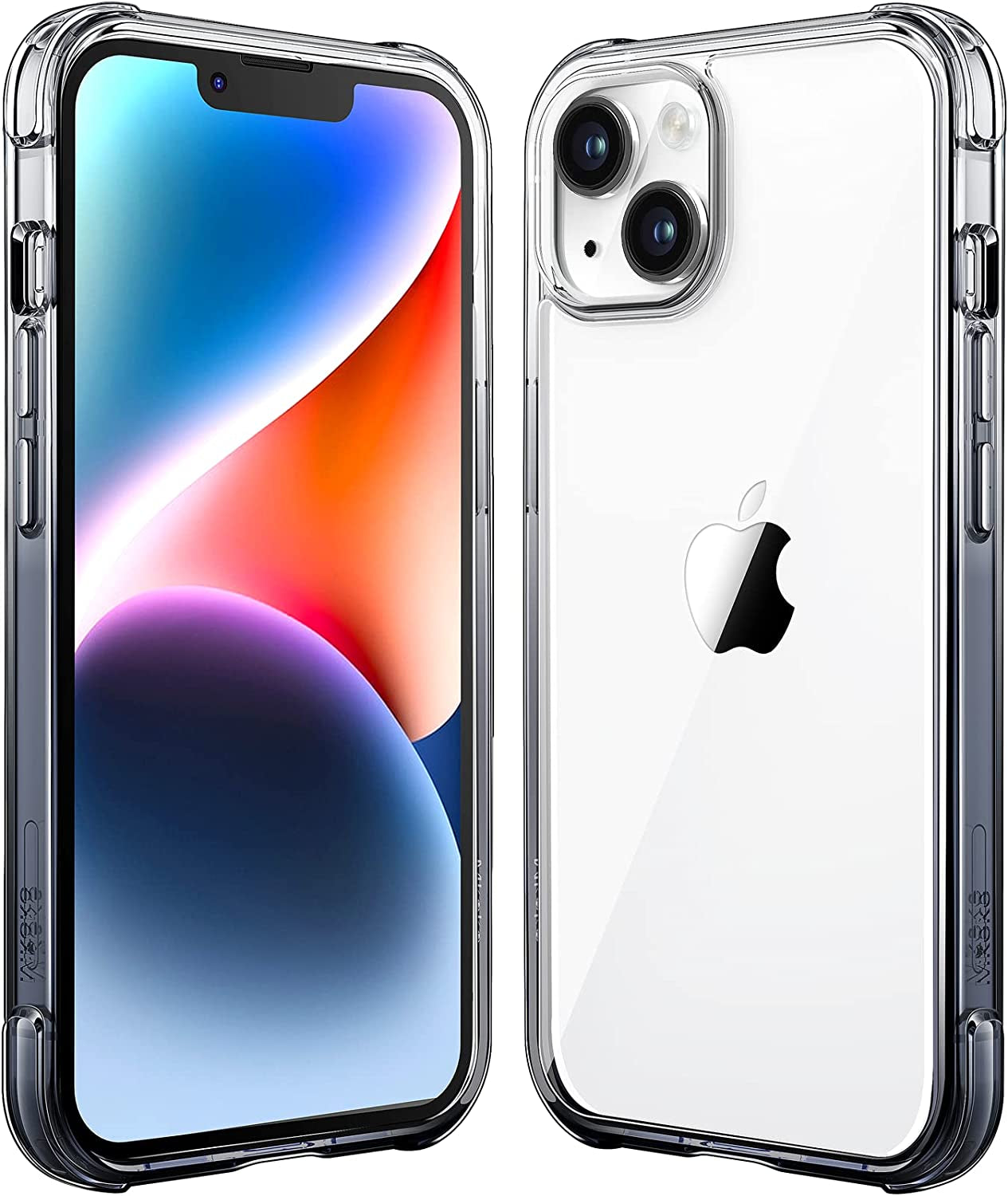 Mkeke Compatible for Iphone 14 Case for Iphone 13 Case Black, Not Yellowing Shockproof 13/14 Phone Black Case with Bumper Slim Fit for Iphone 13/14  Mkeke Gradient Light Black  