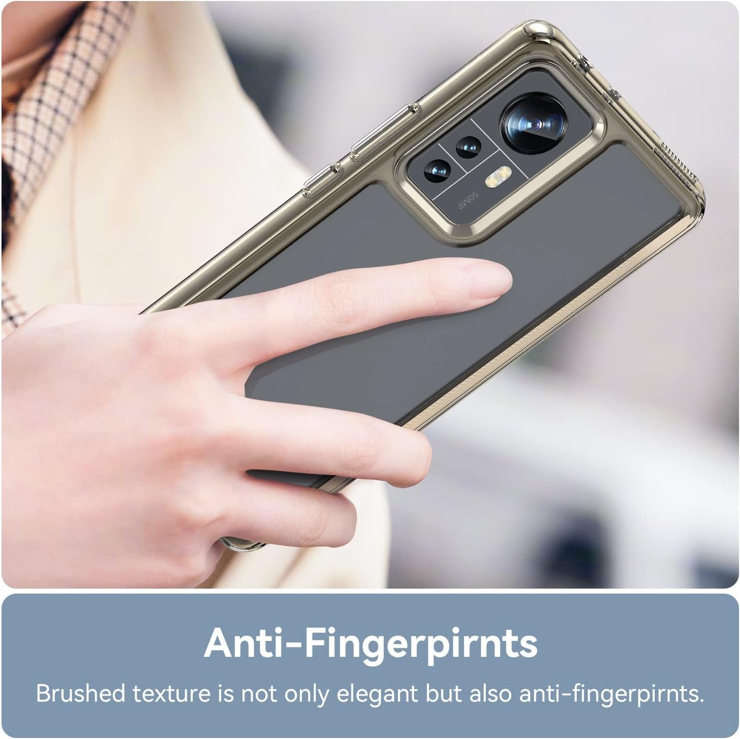 Zhuoopinn Case for Xiaomi Mi 12 Phone Case Slim Dropproof [Defend from Drop/Scratch/Slip/Fingerprint] Clear Acrylic Hard Back Soft TPU Bumper Hybrid Phone Cover for Xiaomi Mi 12-Crystal Black  Zhuoopinn   