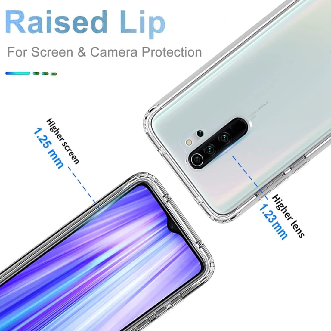 Gufuwo Case for Redmi Note 8 Pro M1906G7I Case with Tempered Glass Screen Protector, Clear 360 Full Body Protection Hard Shell+Soft TPU Bumper Shockproof Cover Case for Xiaomi Redmi Note 8 Pro (Clear)  Gufuwo   
