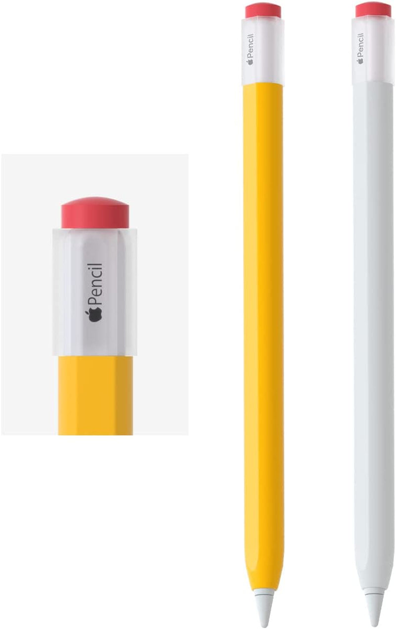 2 Pack Silicone Pencil Case Compatible with Apple Pencil 2Nd Generation Only,Case Cover Sleeve Accessories Protective Skin Holder(Must Read Installation Instructions) [Yellow,Black]  AFOOYO Yellow,White  