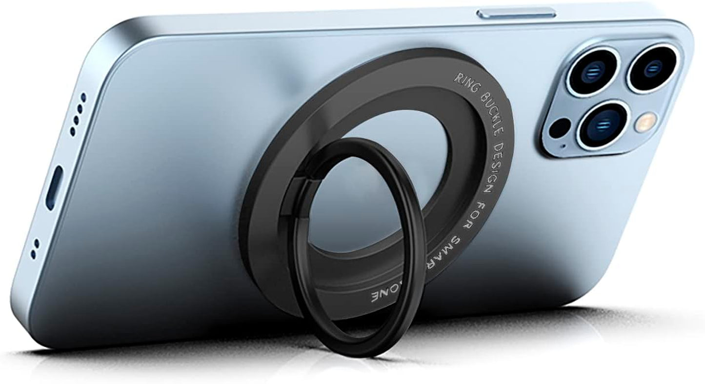 Magnetic Phone Ring Holder，Popsocket Magnetic Phone Grip for Iphone 14 13 12 Adjustable Kickstand,Magnetic Finger Phone Ring Stand Holder Silver  ideapro Black  