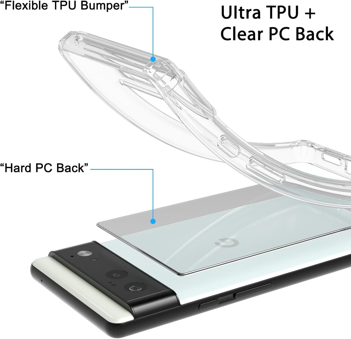 Meliya for Google Pixel 6 Case, Soft TPU Bumper with PC Hard Back Shockproof Anti-Scratched Phone Case Cover for Google Pixel 6 (Clear)  Meliya   