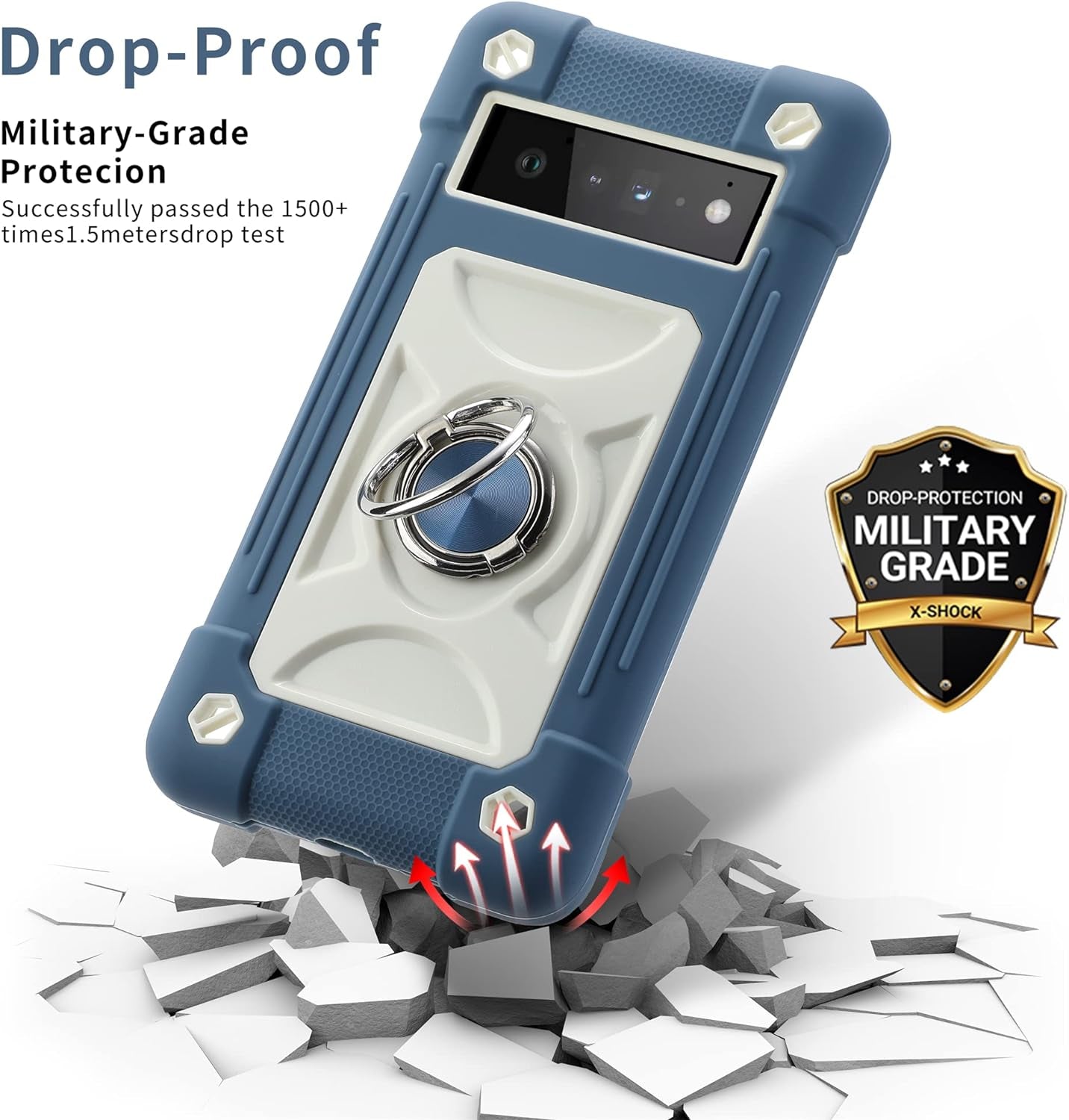 MARKILL Compatible with Google Pixel 6 Pro Case with 360°Rotate Ring Stand, 【Without Screen Protector】 Heavy-Duty Military Grade Shockproof Phone Cover for Google Pixel 6 Pro 6.7 Inch (Blue)  MARKILL   