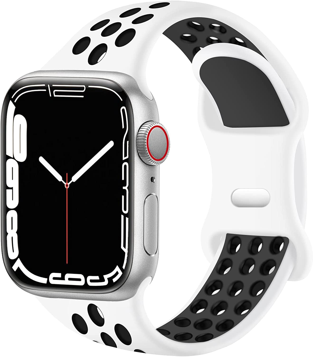 SVISVIPA Sport Bands Compatible for Apple Watch Bands 49Mm 45Mm 44Mm 42Mm 41Mm 40Mm 38Mm,Breathable Soft Silicone Sport Women Men Replacement Strap Compatible with Iwatch Ultra & SE & Series 8/7/6/5/4/3/2/1  SVISVIPA White Black 42mm/44mm/45mm/49mm 