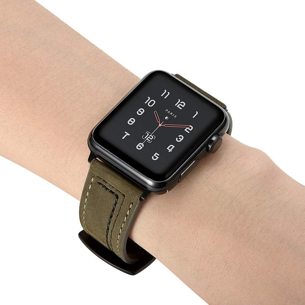 Compatible for Apple Watch 42Mm 44Mm 45Mm Leather Band Sport Replacement Strap for Iwatch Series 7 6 SE 5 4 3  Lerxiuer   