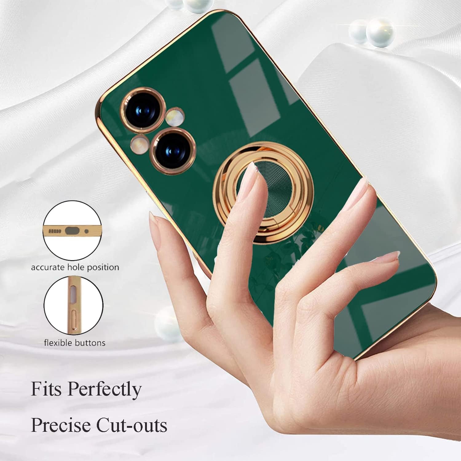 Yarxiawin Compatible for Oneplus Nord N20 5G Case Ring Holder Magnet Silicone, Oneplus N20 5G Case Thin Phone Case Aesthetic Black 360° Rotatable Metal Stand (Dark Green)  Yarxiawin   