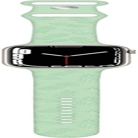 Engraved Pineapple Watch Bands Compatible with Apple Watch 42Mm 44Mm 45Mm, Men Girls Women Laser Printed Soft Silicone Sports Wristband Strap Replacement for Iwatch SE & Series 7/6/5/4/3/2/1 (Green)  Hi-Yoohere   