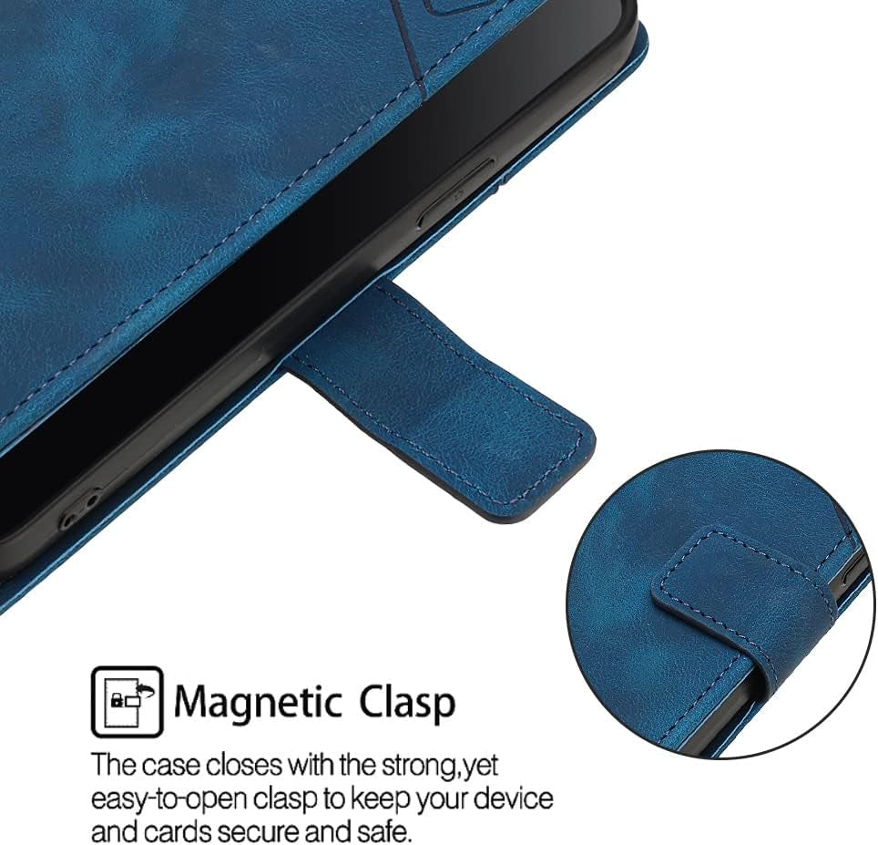 NVWA Compatible with Sony Xperia 1 V Case Wallet with Credit Card Slots Kickstand Wrist Strap and Long Lanyard Blue Leather Crossbody Protective Cover with Embossed Design  NVWA   