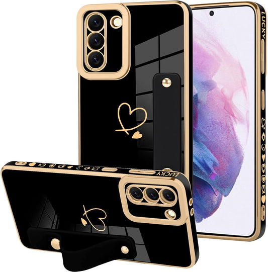 ZIYE Galaxy S21 plus 5G Luxury Electroplated Case with Strap Love Heart Plating Gold Bumper Cover for Women Girls Anti-Scratch Shockproof Back Phone Case for Samsung Galaxy S21 plus 5G 6.7 Inch  ZIYE   