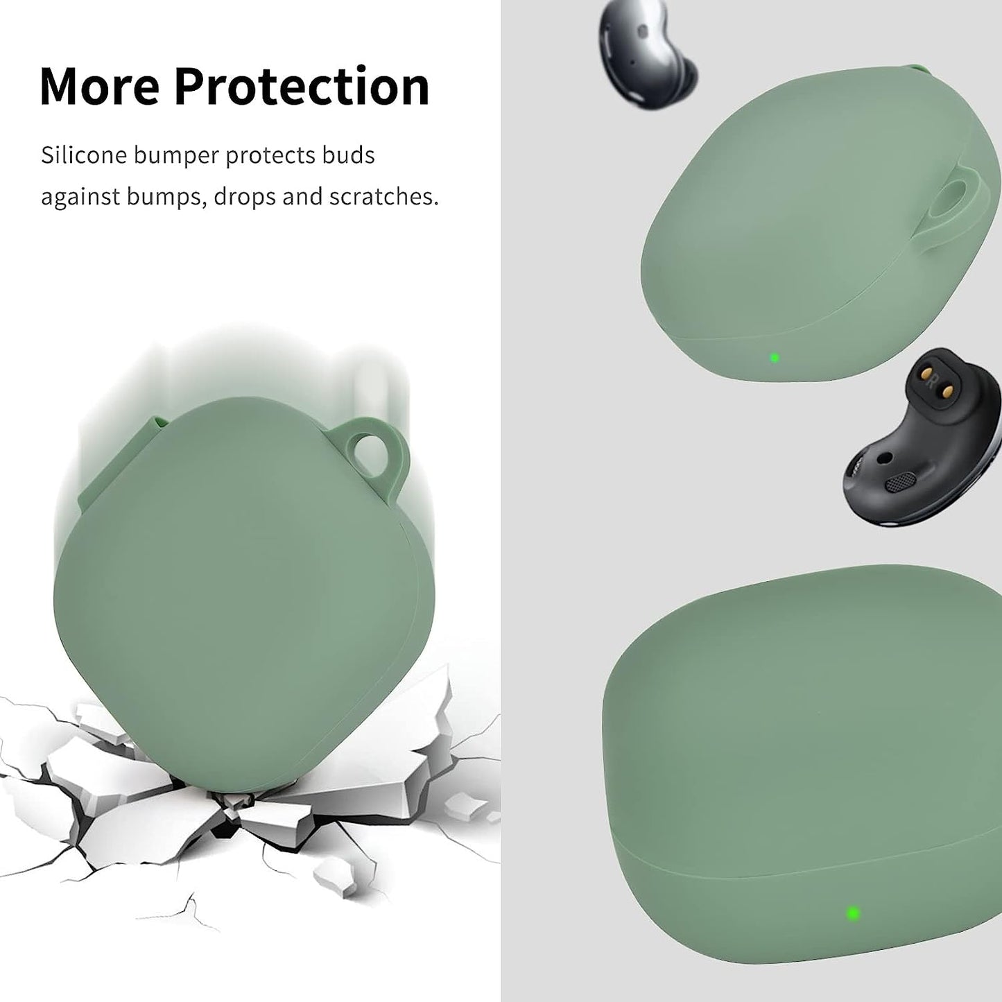 Filoto Case for Samsung Galaxy Buds 2 / Buds Live/Buds Pro/Buds 2 Pro, Cute Silicone Earbuds Protective Case Cover with Pompom Keychain Accessories for Women Girls (Cactus Green  Kerle   