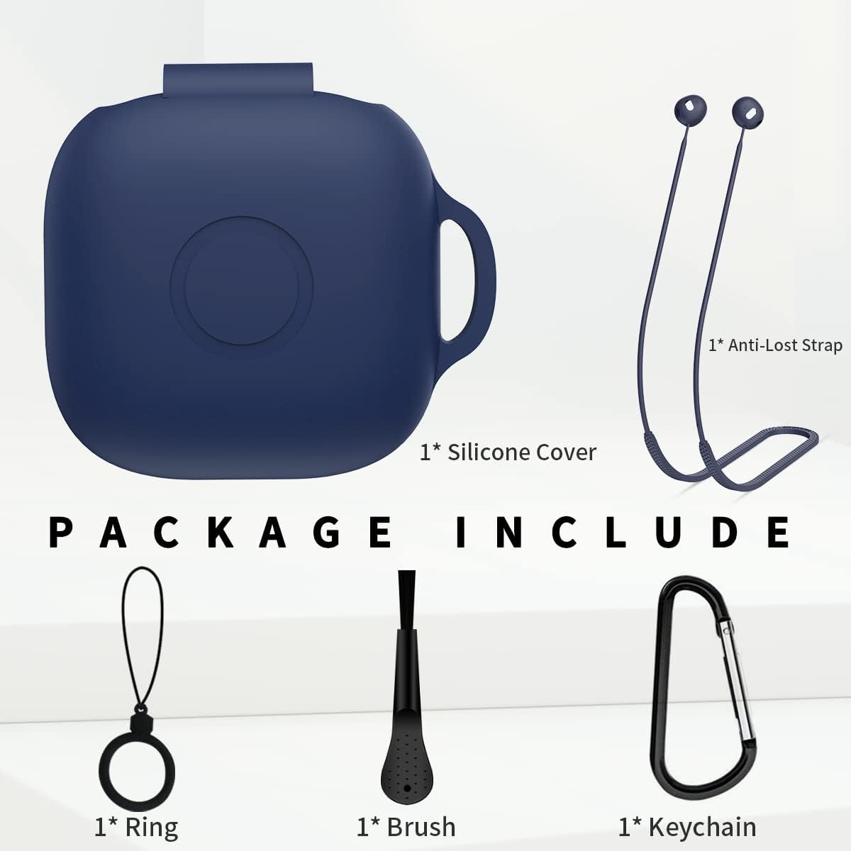 WQNIDE Case Cover for Beats Fit Pro Case 2021 New Earbuds, [5 in 1] Accessory Kit Silicone Protective Skin Sleeve for Beats Fit Pro 2021 Case with Keychain/Anti-Lost Strap/Ring/Brush (Blue)  WQNIDE   