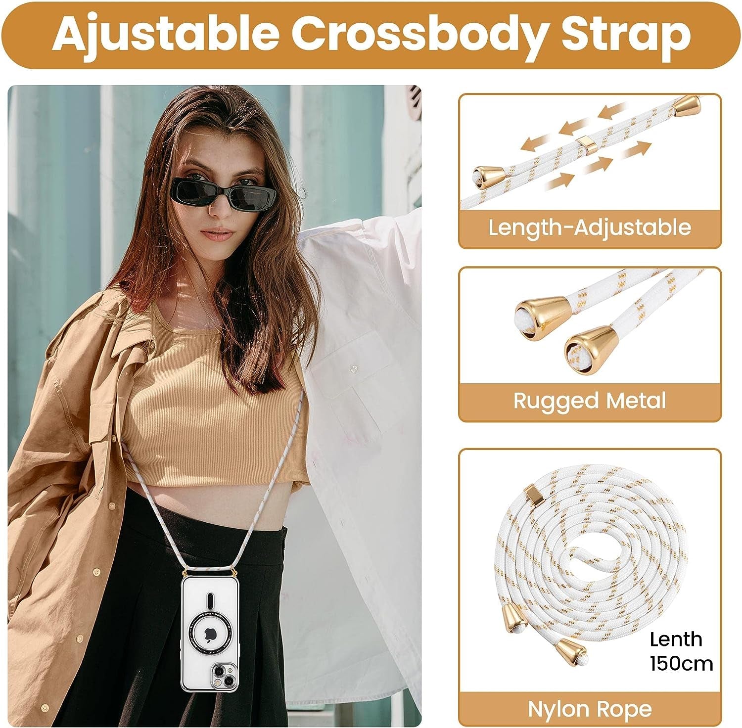 ZCDAYE Magnetic Clear Case for Iphone 13, [Compatible with Magsafe] [Lens Protector] Crossbody Adjustable Neck Lanyard Phone Case Premium TPU Shockproof Cover for Iphone 13(6.1 Inches) - Sliver  ZCDAYE   