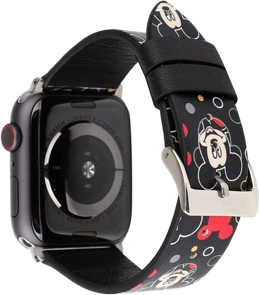 Lovely Style Watch Band Strap Cute Dressy Leather Wristband Bracelet Compatible with 45Mm 44Mm 42Mm Apple Watch Series 8/7/6/5/4/3/2/1/Se/49Mm Ultra (Black)  Clatune   