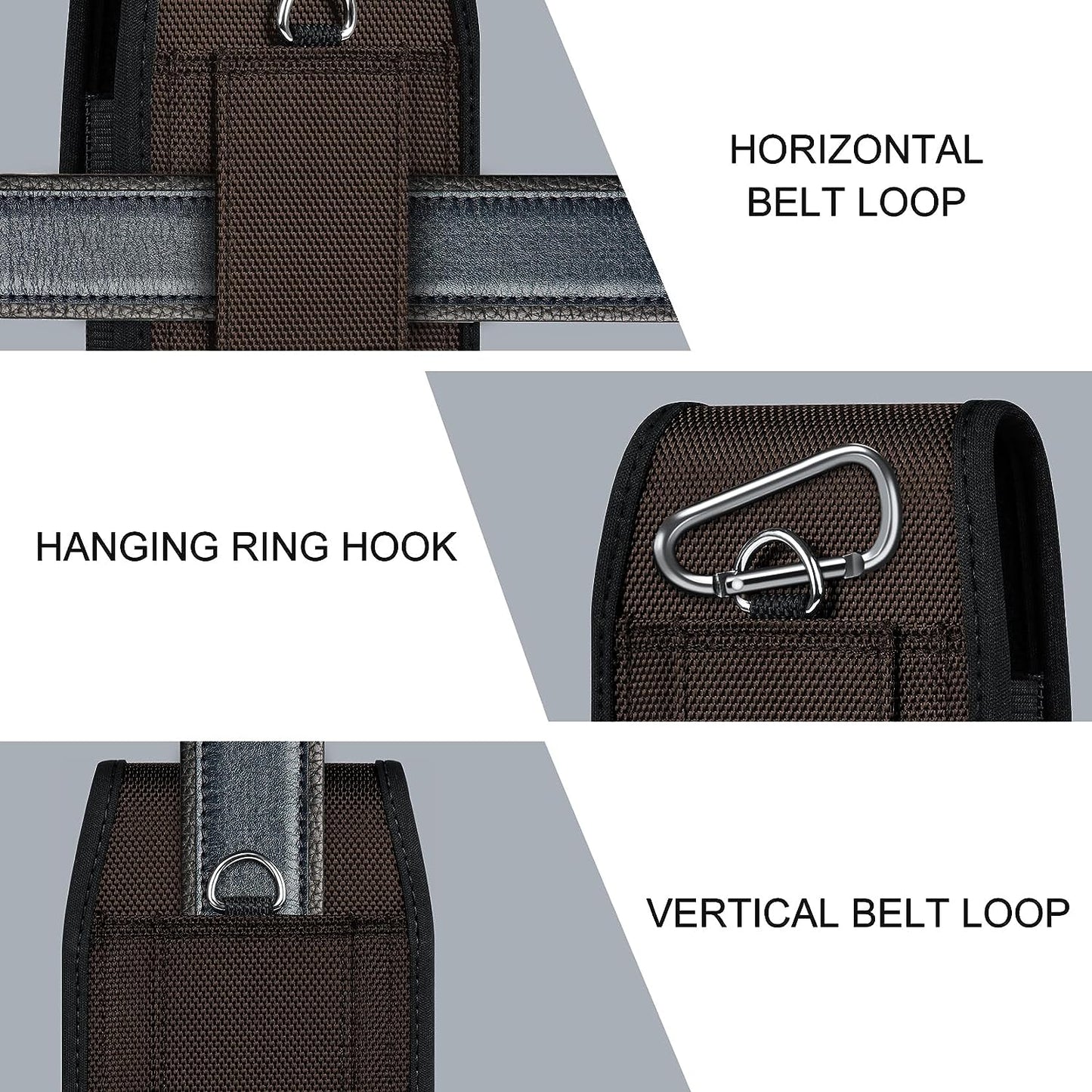 Ykooe Cell Phone Pouch Nylon Belt Holster Case Compatible with Iphone 15, 15 Pro, 14 Pro, 14, 12, 12 Pro, 11, 11 Pro, 13, 13 Pro, XR, Samsung Galaxy S20 S21 S22 S23 S10 S9, Brown – L  ykooe   