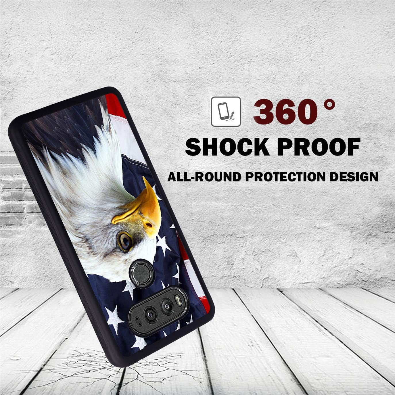 Case for LG V30, Patriotic Bald Eagle American Flag Design Slim Anti-Scratch Rubber Protective Cover for LG V30/LG V30S/LG V30 Plus/Lg V30S Thinq/Lg V35  BWOOLL   