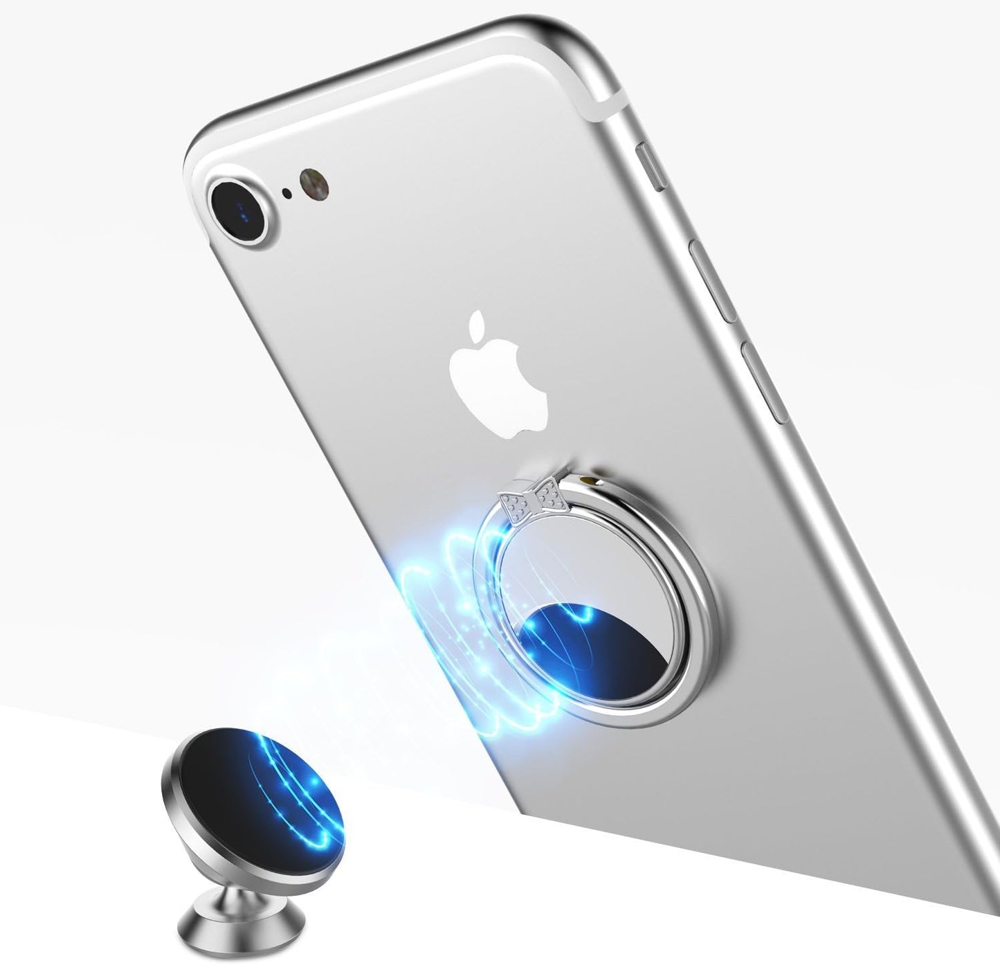 VASIVO Mirror Phone Ring Holder, 360° Swivel Ring Holder Finger Holder Holder for Iphone 7/7 Plus, Galaxy S8/S8 plus and Other Smartphones (Silver 2Pack)  VASIVO   