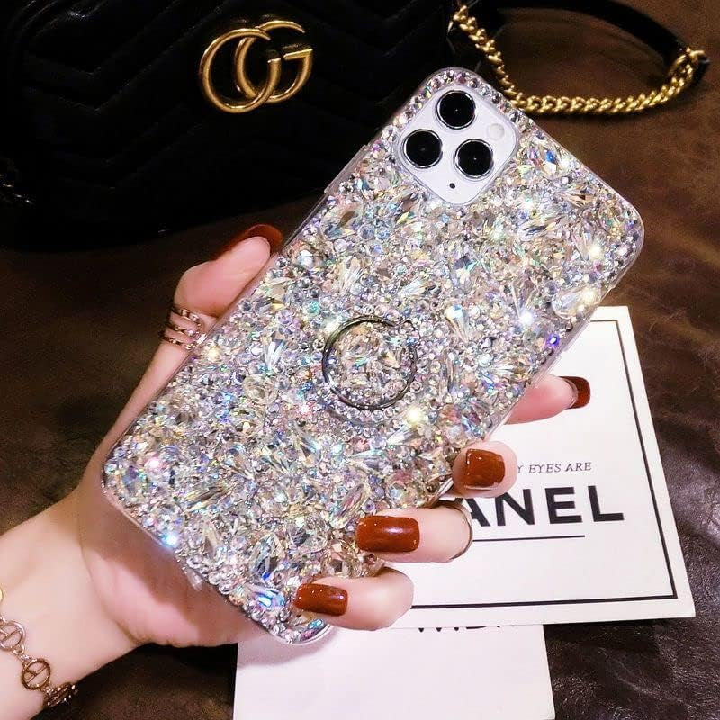 Redecarie for Samsung Galaxy A53 5G Crystal Rhinestone Case,Luxury Bling Glitter Diamond with Ring Holder Kickstand Shiny Gemstone Women Girls Kids Sparkle Protective Phone Case Cover  redecarie   