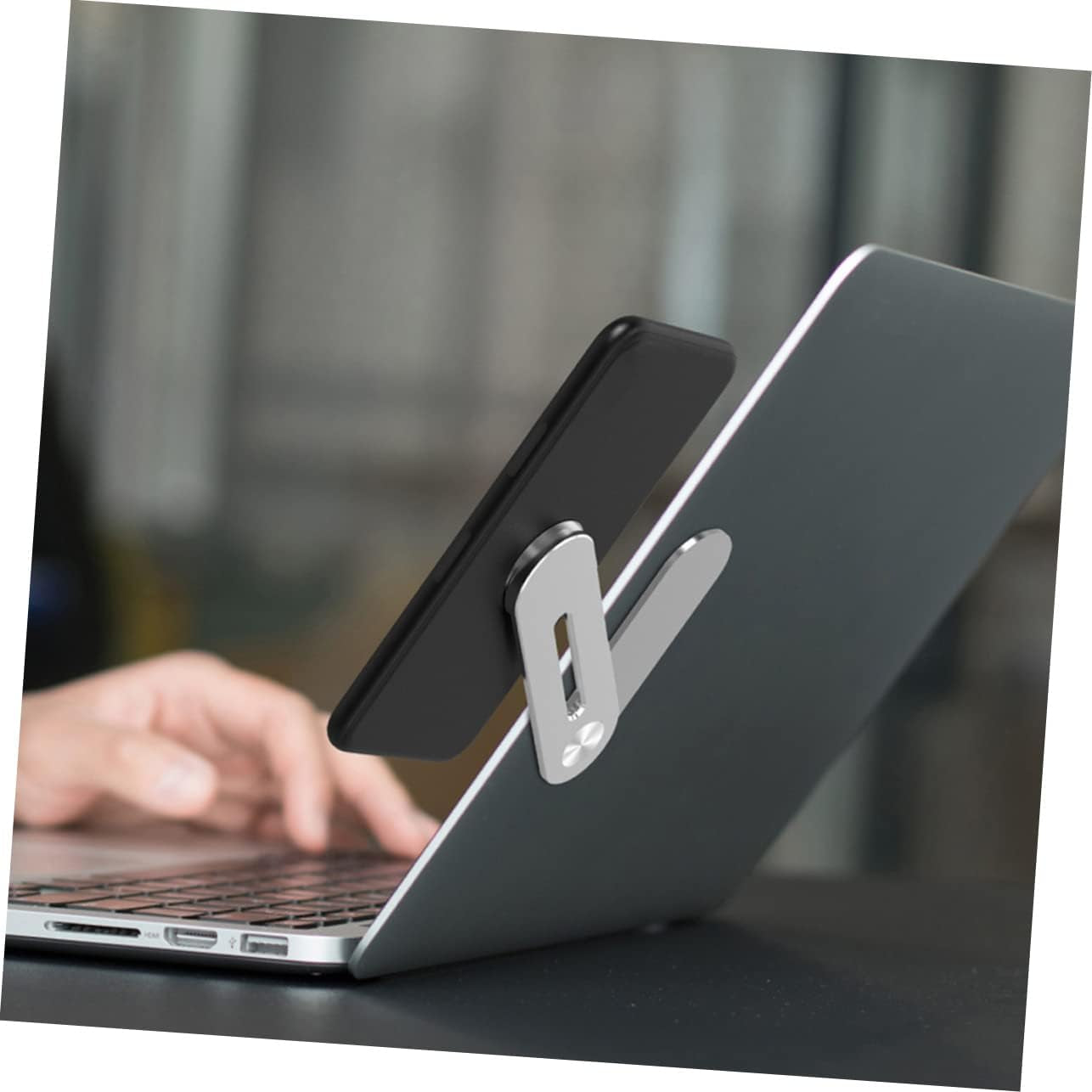 UKCOCO 2Pcs Mobile Phone Holder Collapsible Laptop Stand Stand for Laptop Magnetic Laptop Phone Stand Computer Monitor Stand Computer Phone Stand Magnetic Laptop Phone Stand Metal Silver  UKCOCO   