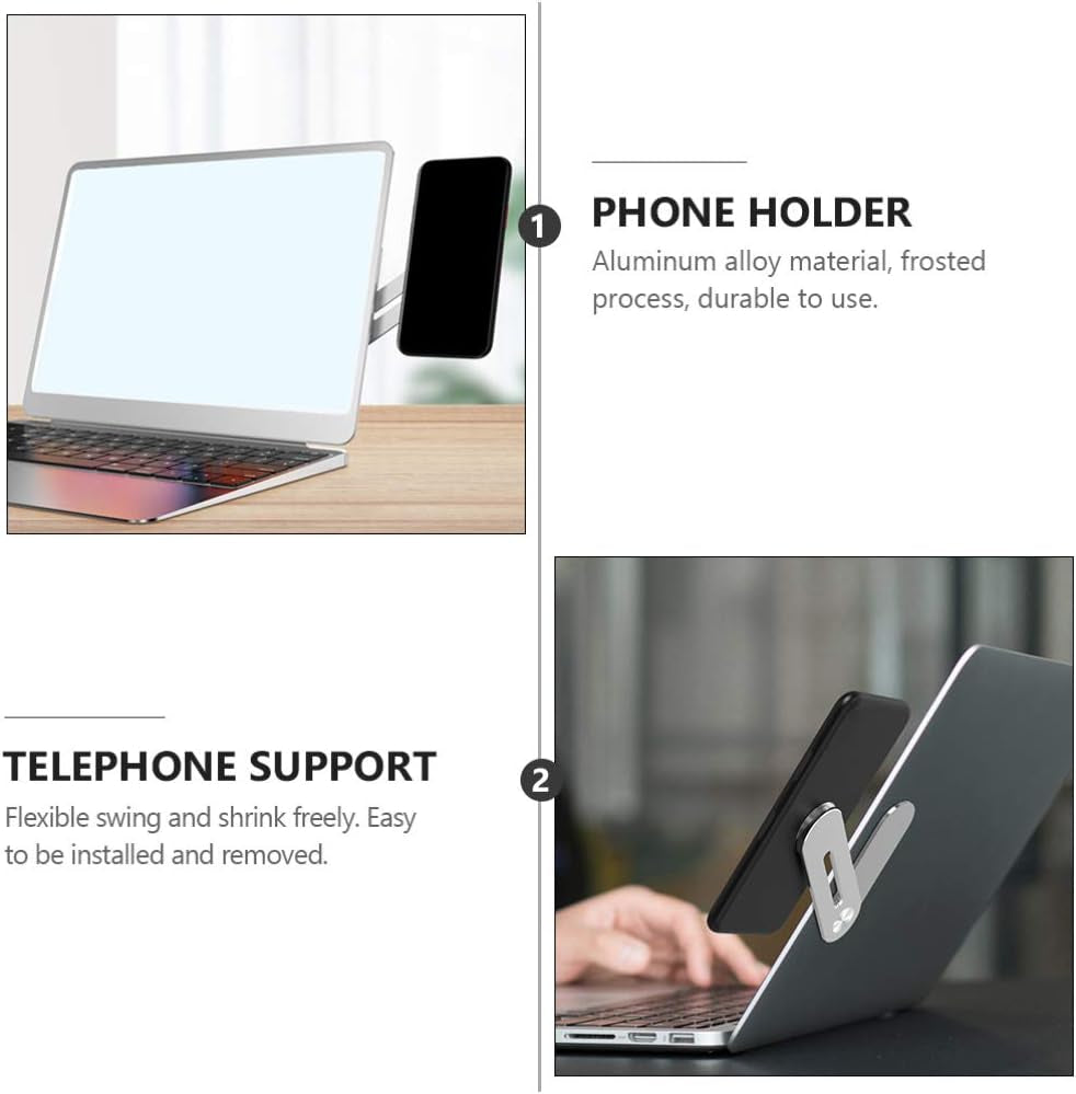 Hemobllo Laptop Stand Laptop Stands Laptop Side Mount Magnetic Laptop Phone Stand with Adjustable Cellphone Holder Computer Extension Bracket for Smartphones Laptop Stand Laptop Stands  Hemobllo   