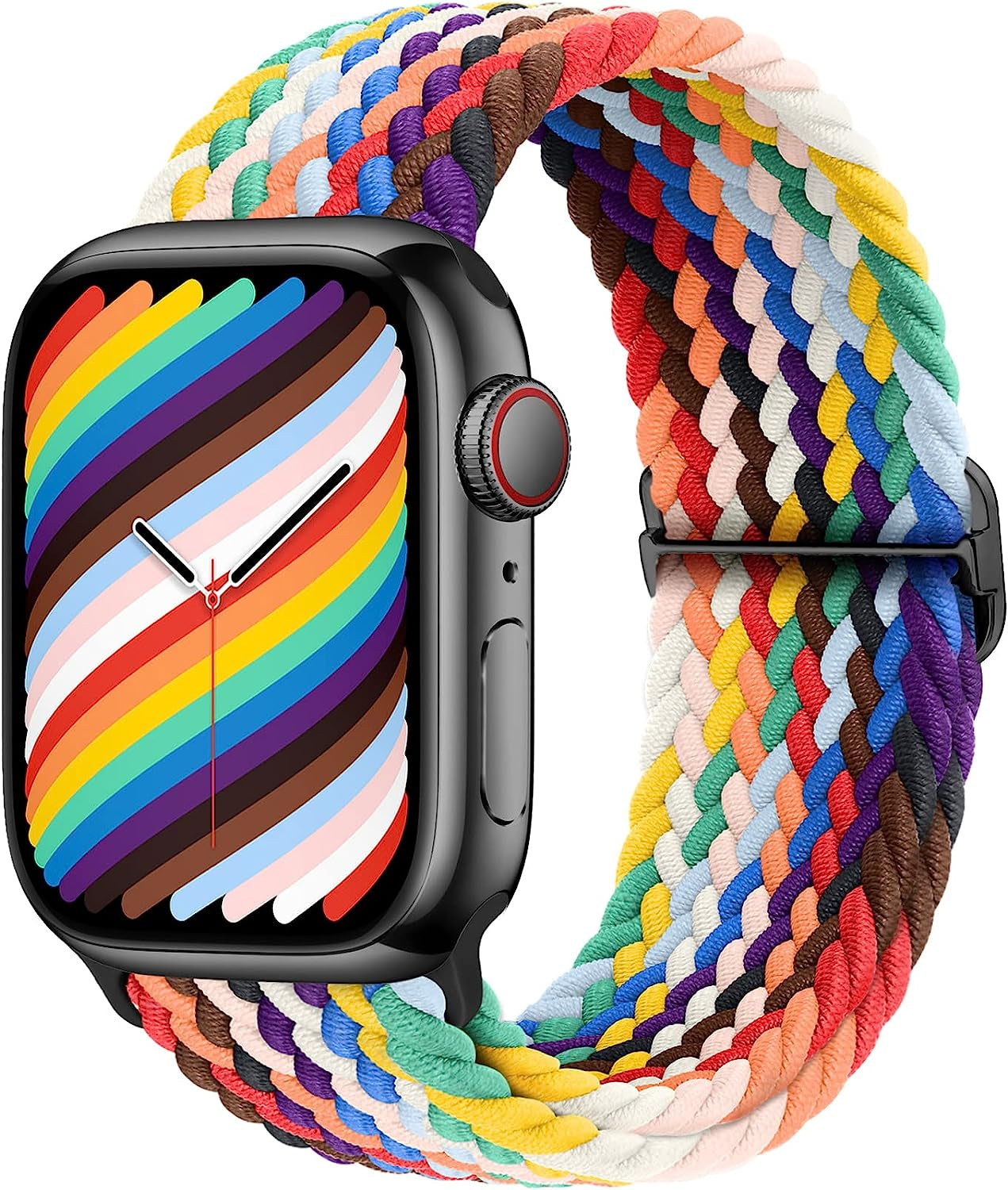 Merlion Stretchy Braided Solo Loop Compatible with Apple Watch Band 38Mm 40Mm 41Mm 42Mm 44Mm 45Mm 49Mm, Sports Adjustable Elastic Straps for Iwatch  Merlion Pride 42MM/44MM/45MM/49MM 