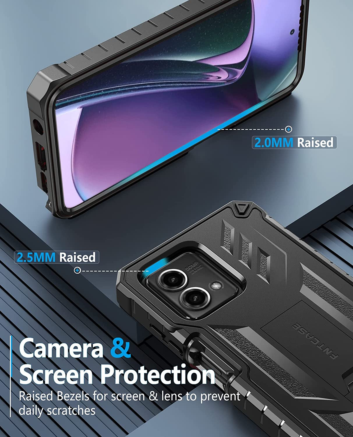 FNTCASE for Motorola Moto G-Stylus-5G-2023 Case: Shockproof Military Grade Protective Phone Cover with Kickstand - Rugged Hybrid Matte Textured Dual Layer Full Protection - 6.6 Inch Black  FNTCASE   