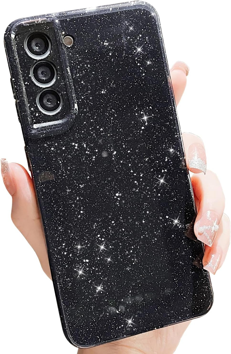 MINSCOSE Compatible with for Samsung Galaxy S21 Ultra Case,Cute Neon Bright Color,Glitter Bling Thin Slim Shockproof Silicone Sparkly Case, Soft TPU Phone Case for Women Girl-Hot Pink  MINSCOSE Black Samsung Galaxy S21 Plus 5G,6.7 Inch 