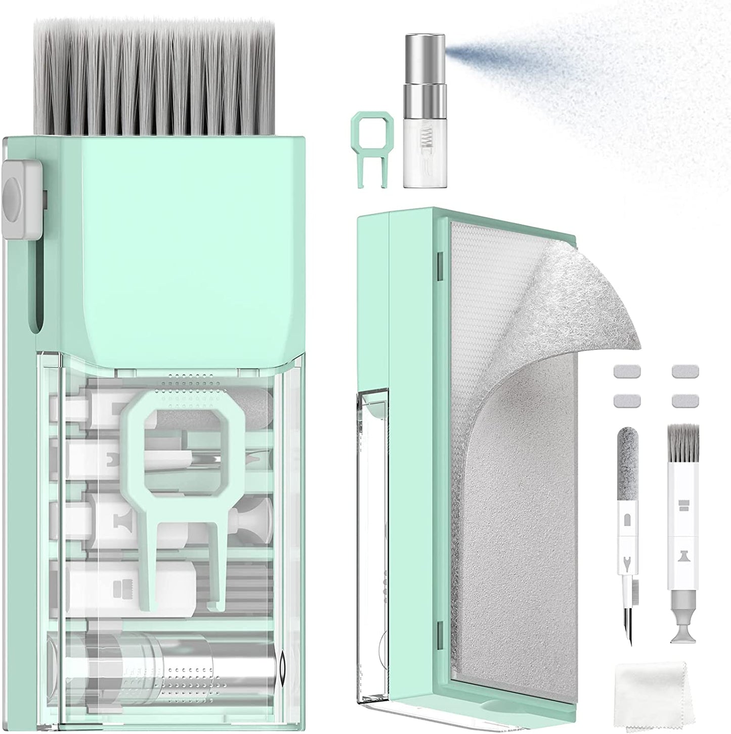 10-In-1 Keyboard Cleaner, Laptop Cleaning Kit Lens Pen for DSLR Cameras, 3 in 1 Earbud Cleaner Pen, Computer Cleaning Kit, Polish Cleaning Cloth Brush for Screen/Electronic/Macbook/Phone/Ipad/Pc/  Grete Gotye Cyan  