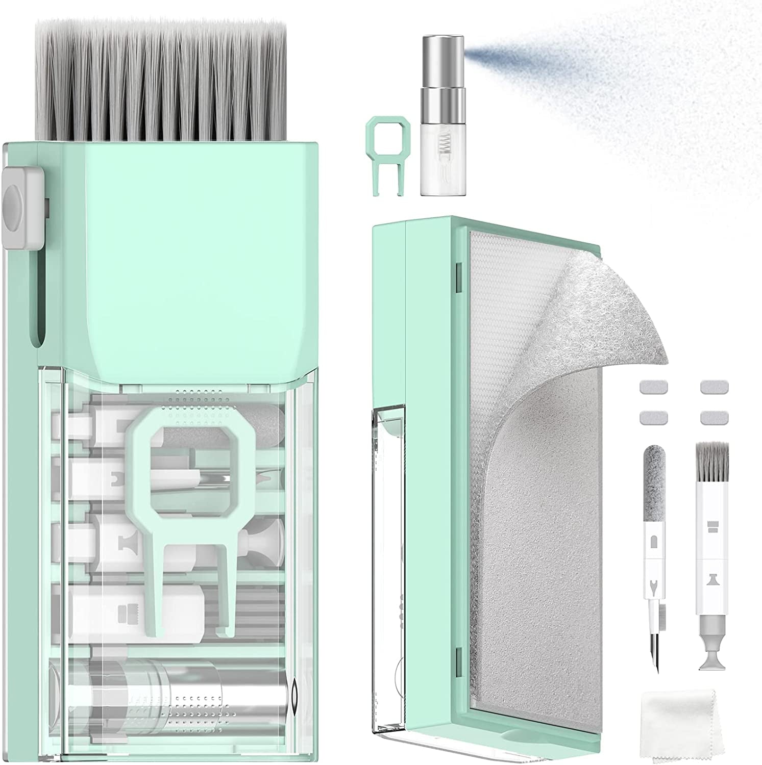 10-In-1 Keyboard Cleaner, Laptop Cleaning Kit Lens Pen for DSLR Cameras, 3 in 1 Earbud Cleaner Pen, Computer Cleaning Kit, Polish Cleaning Cloth Brush for Screen/Electronic/Macbook/Phone/Ipad/Pc/  Grete Gotye Cyan  