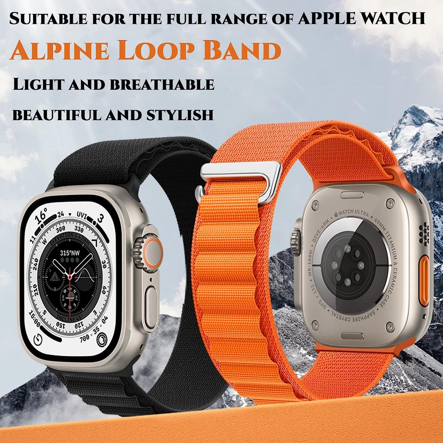 Compatible with Apple Watch Band Series Ultra 8 7 6 5 4 3 2 1 SE 49Mm 45Mm 44Mm 42Mm 41Mm 40Mm 38Mm Women Men Sport Loop Band, Nylon Alpine Loop Replacement for Iwatch Bands  MYYYxqxa   