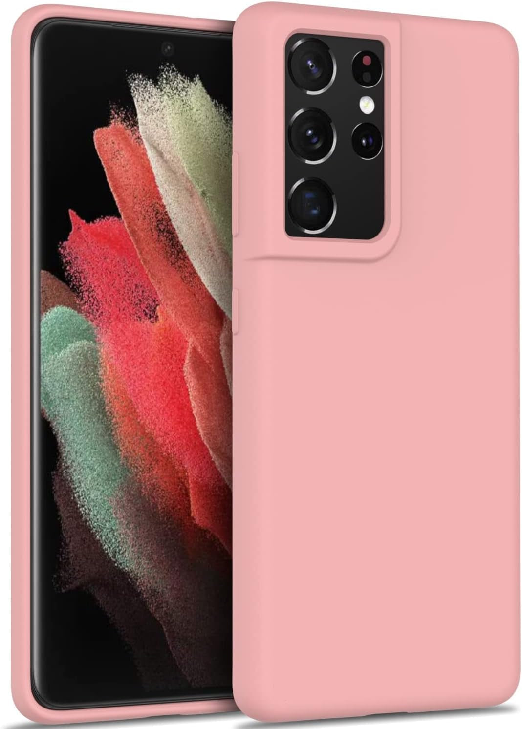 DEENAKIN for Samsung Galaxy S21 Ultra Case Silicone,Silky Smooth Flexible Gel Rubber Bumper Cover with Soft Microfiber Lining Slim Fit Protective Phone Case for Samsung Galaxy S21 Ultra Bright Yellow  DEENAKIN Elegant Pink Samsung Galaxy S21 Ultra 