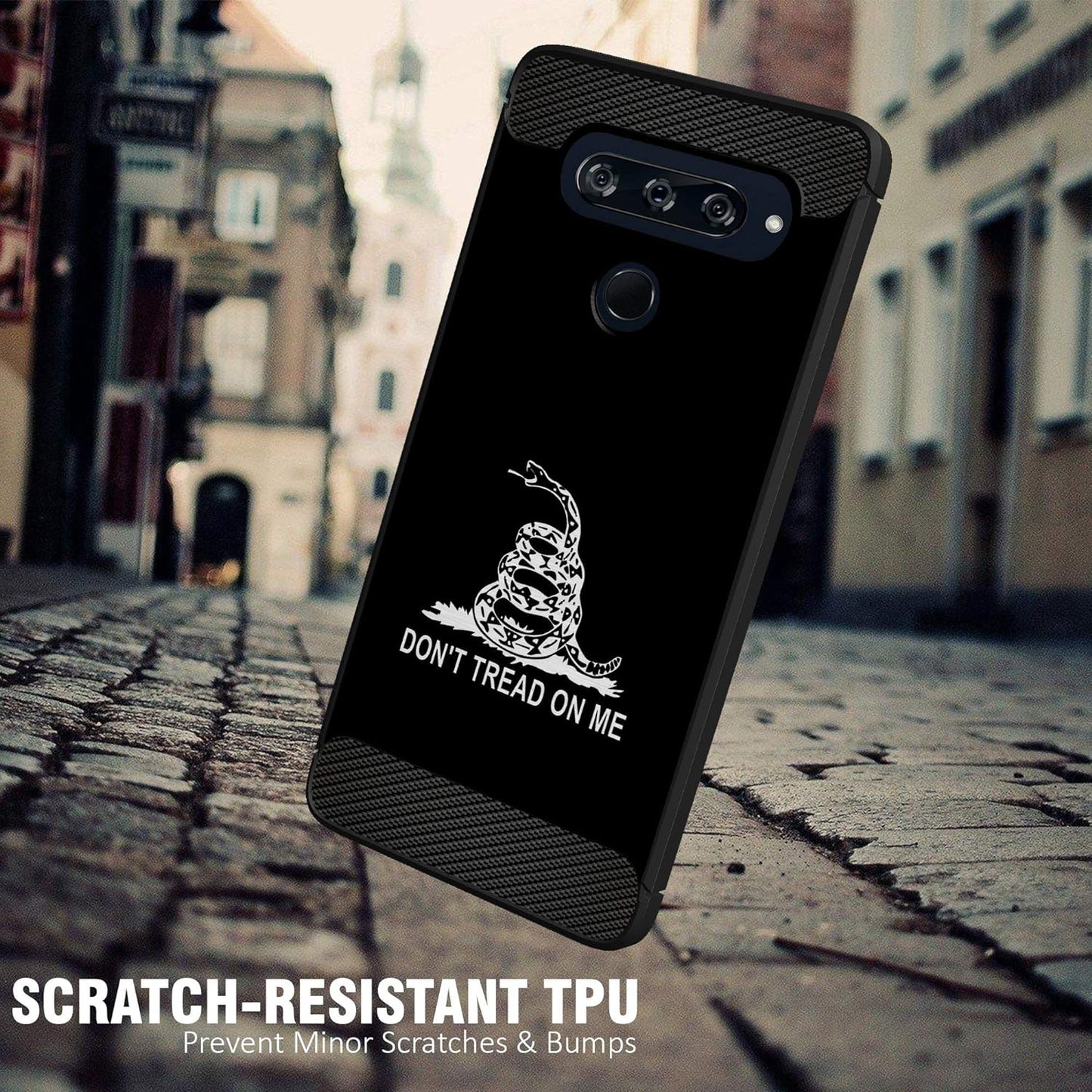 Casesondeck Case Compatible with LG G8 Thinq/Lg G8, Slim Precise Fit TPU Case, Scratch Protection and Unique Design (Don’T Tread on Me)  CasesonDeck   