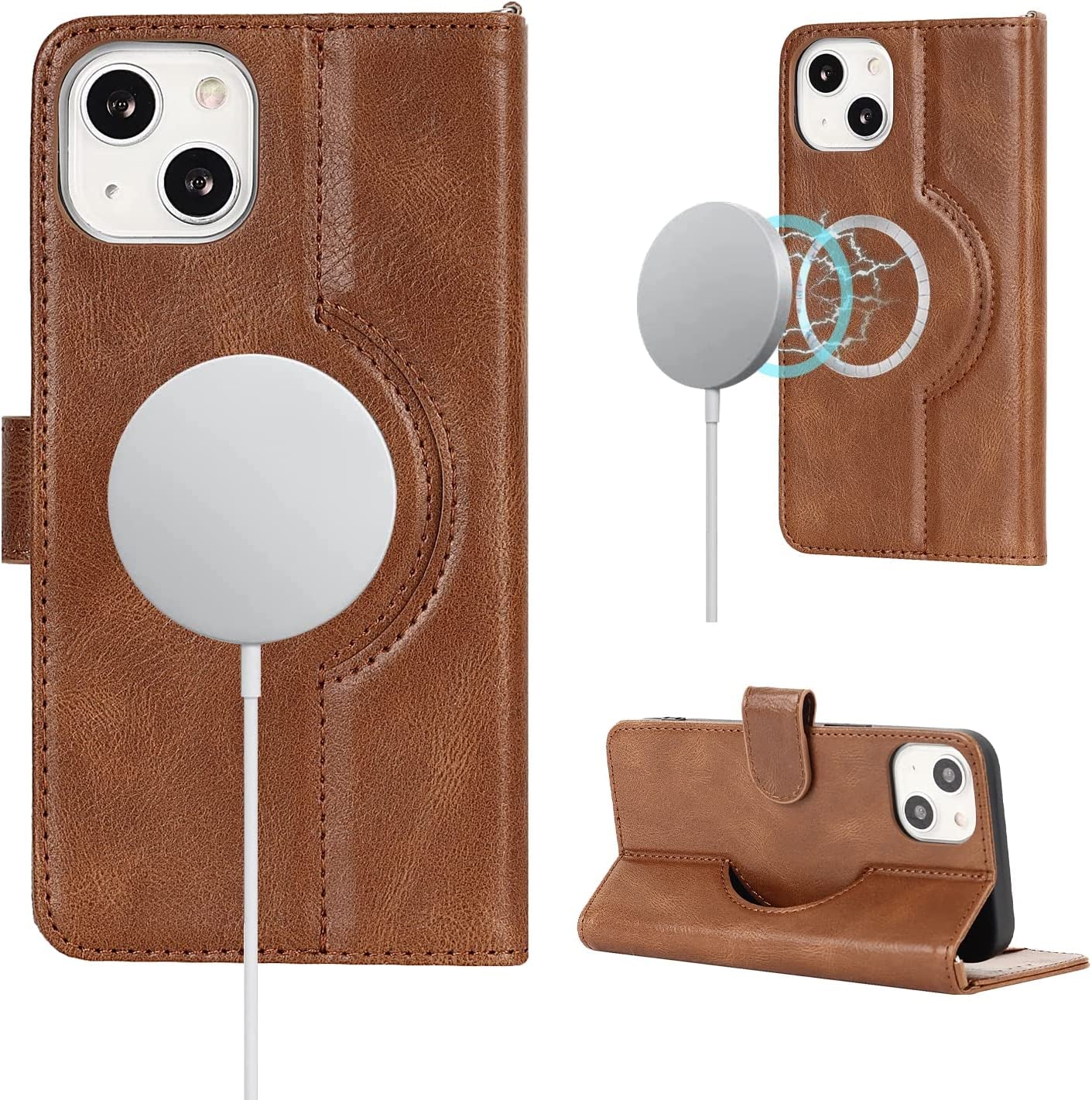 Ｈａｖａｙａ Iphone 13 Pro Max Case Wallet Magsafe Compatible,Iphone 13 Pro Max Phone Case with Card Holder,Flip Magnetic Zipper Magnetica Wallet Cover for Women Men -Wine Red  Ｈａｖａｙａ A+Brown iPhone 13 