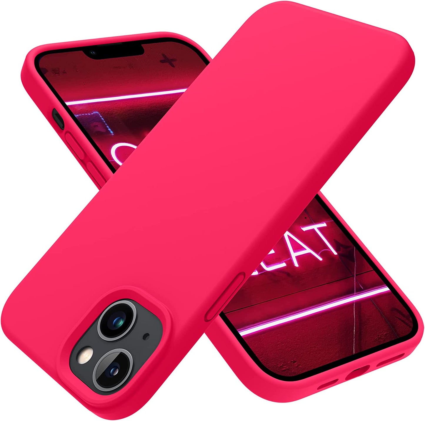 OTOFLY Designed for Iphone 14 plus Case, Silicone Shockproof Slim Thin Phone Case for Iphone 14 plus 6.7 Inch （Black）  OTOFLY Direct Neon Pink  