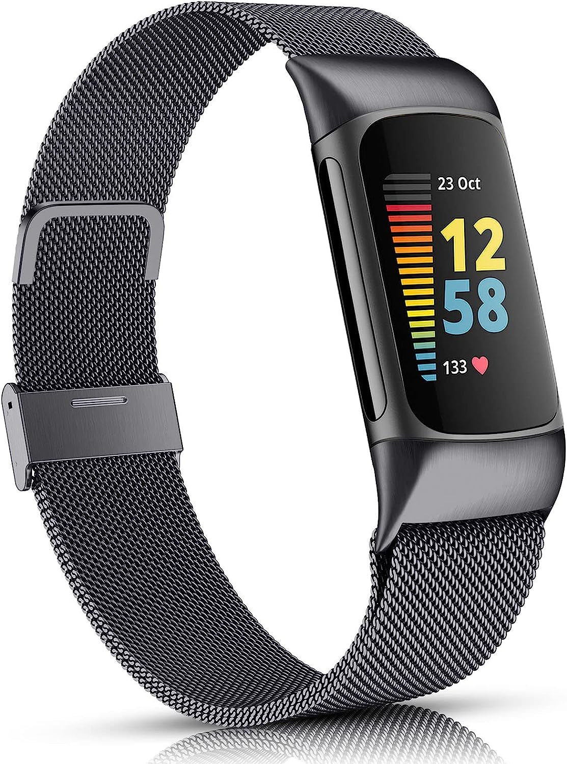 ZWGKKYGYH Compatible with Fitbit Charge 5 Bands for Women Men, Stainless Steel Mesh Magnetic Metal Band Charge 5 Watch Strap  ZWGKKYGYH Space Gray  
