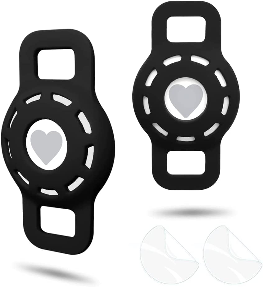 WHALEZON Airtag Cat Collar Holder, Small Air Tag Dog Collar Holder Compatible with Apple Tag, Anti-Lost Pet Tracker Cases Fit on Puppy Collars 3/8" 5/8"  WHALEZON C6 Black, Black  