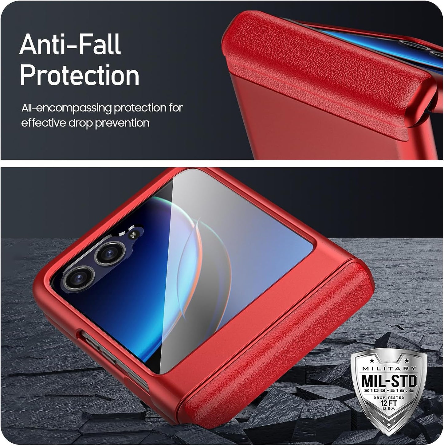 BSNRM for Motorola Razr plus Case, Built-In Screen Protector & Magnetic Hinge Protection & Ultra Thin Matte PC Shockproof Phone Cover Smartphone Case for Moto Razr plus 2023(Red)  BSNRM   