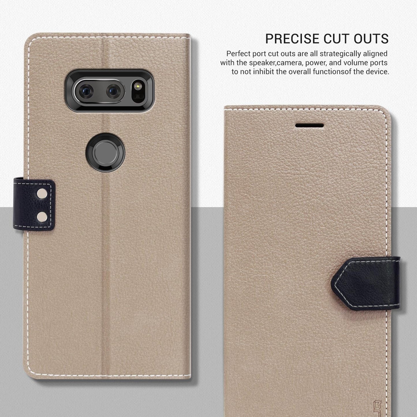 Obliq Premium Leather Wallet Case Cardholder and Kickstand for LG V20 - Mud Gray  ObliqPress-58766   