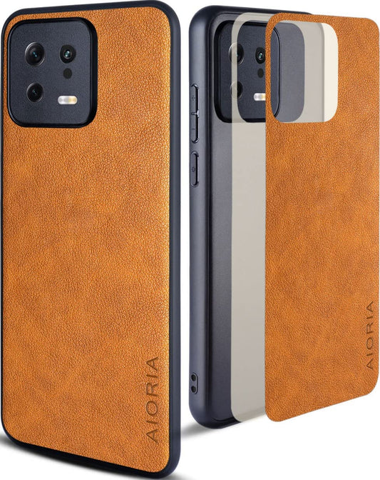 AIORIA for Xiaomi 13 Case, Premium Leather Phone Cover Retro Design Full Protective Case for Xiaomi 13 5G (Orange)  AIORIA   