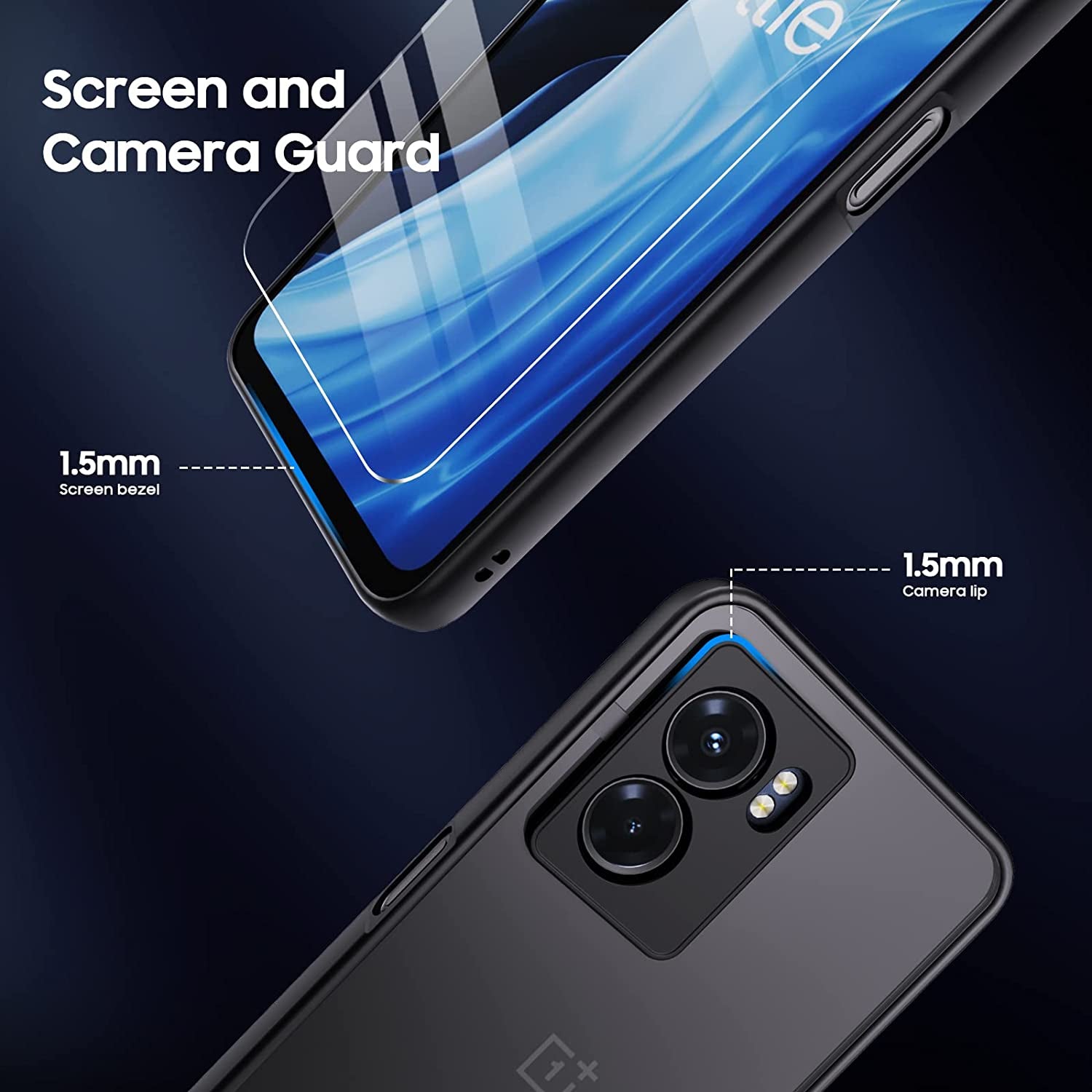 MAKAVO Slim Fit for Oneplus Nord N300 5G Case with Screen Protector [Ultra Thin] [Camera Cover] Full Protection Flexible Bumper Hard Matte PC Back Cover for One plus N300 5G (Black)  MAKAVO   