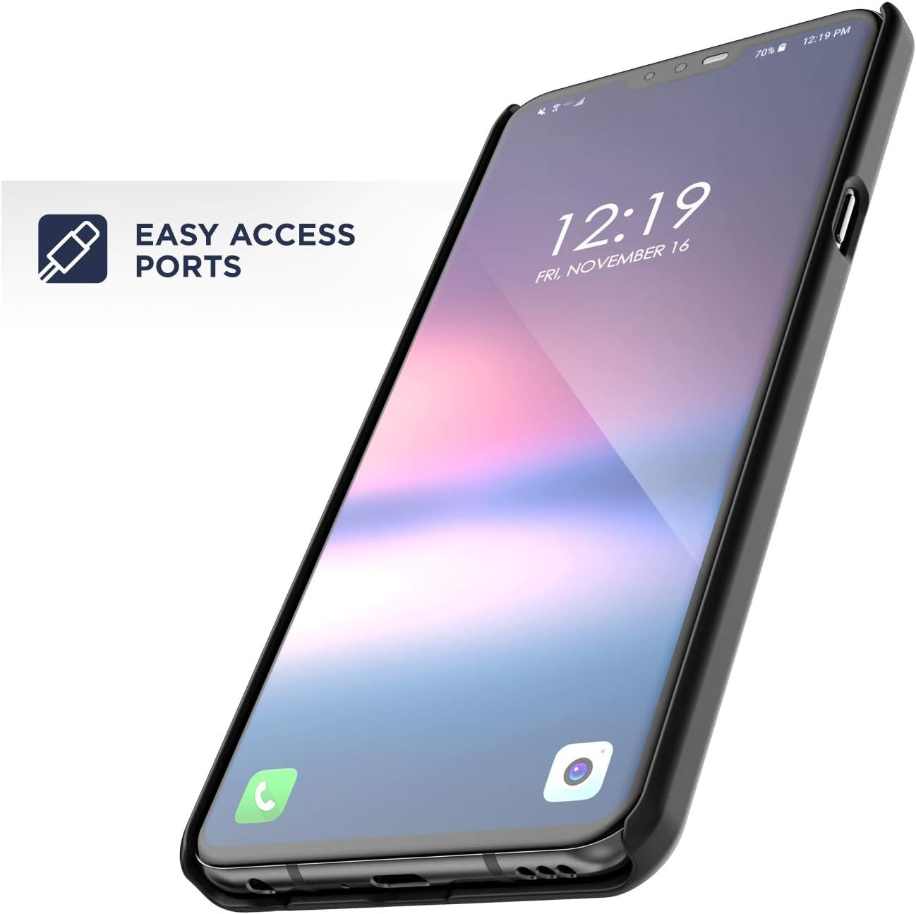 Encased Thin Fit Phone Case for LG V40 Thinq - (Duraclip XC) Holster Shell Combo Belt Clip with Rotating Holster, Black (2018 Release)  Encased   