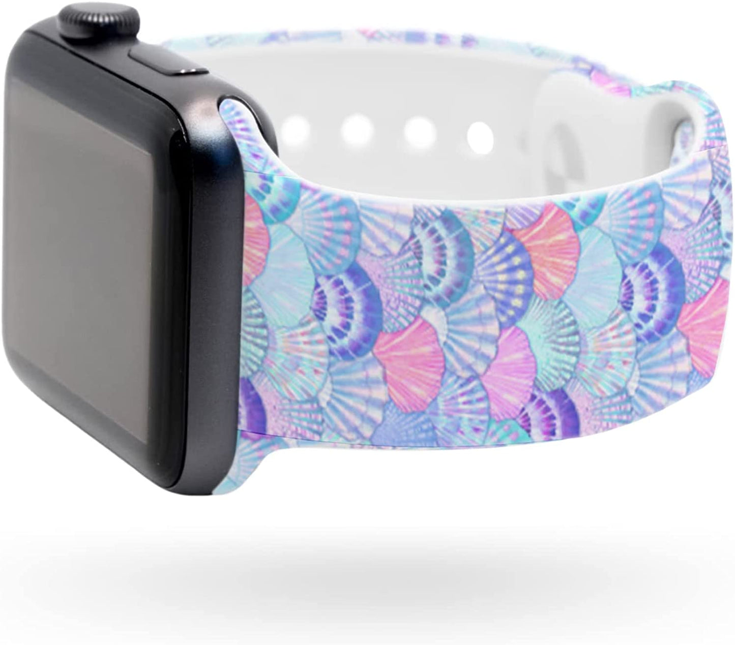 Lux Bands Printed Watch Band - Apple SE Watch Band with Silicone Strap - Smart Watch Band with Stainless Steel Buckle - Adjustable Iwatch Band - Apple Wristbands for Iwatch Series 8-1 SE  Lux Bands Seashell 38-41mm Small/Medium 