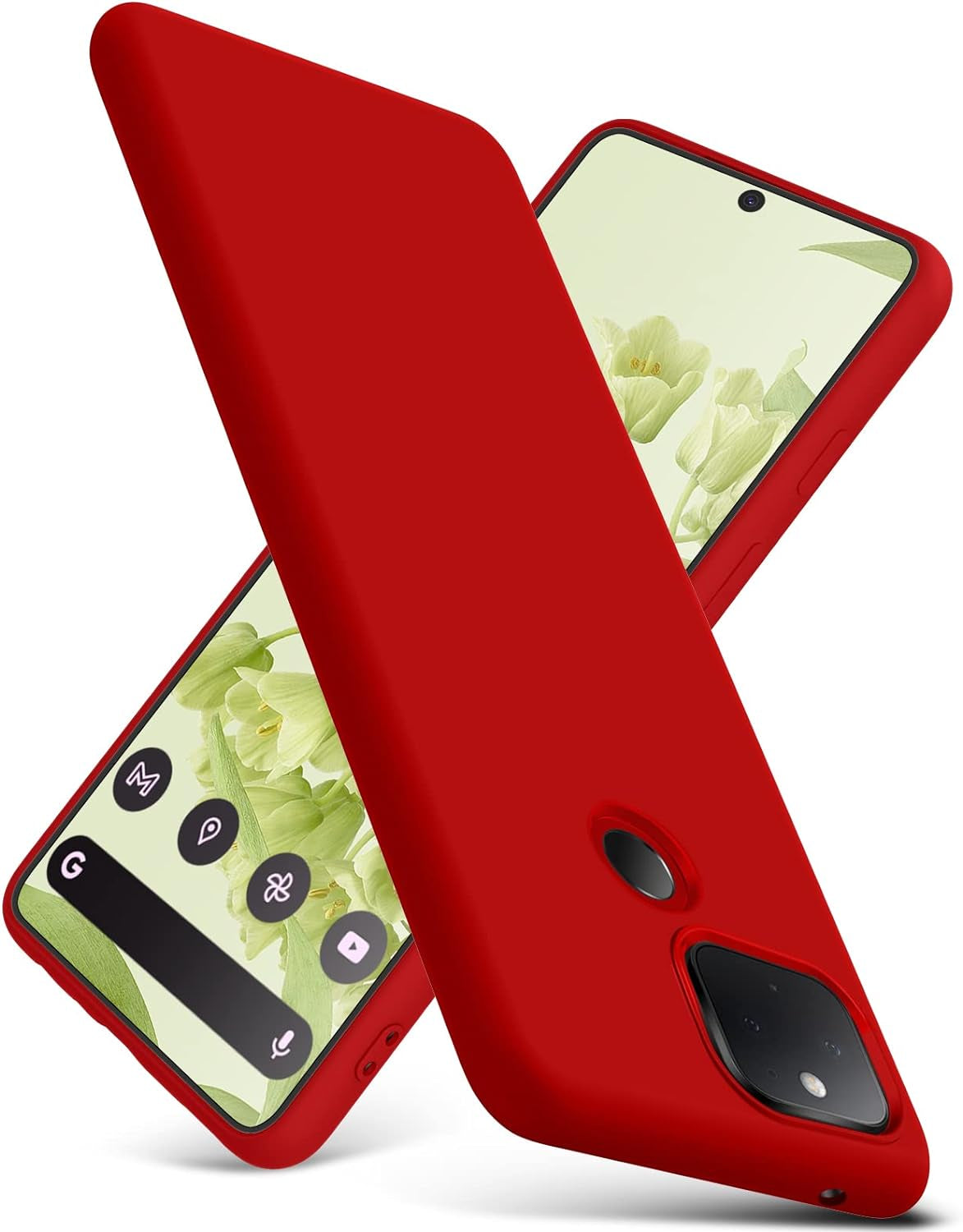 YSLBWLE Compatible with Google Pixel 5 Case, Thin Liquid Silicone Case,Shockproof,Slim Thin Phone Case for Google Pixel 5, Full Body Screen Camera Protective Cover-Red 4-Pixel5-03  YSLBWLE   