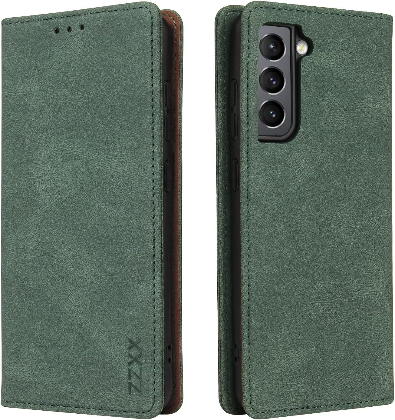 ZZXX Samsung Galaxy S21 Case Wallet with Card Holder Kickstand Magnetic Soft Leather Flip Fold Case for Samsung Galaxy S21 Wallet Case(Coffee-6.2 Inch)  ZZXX Green Samsung Galaxy S21 Fe 5G 