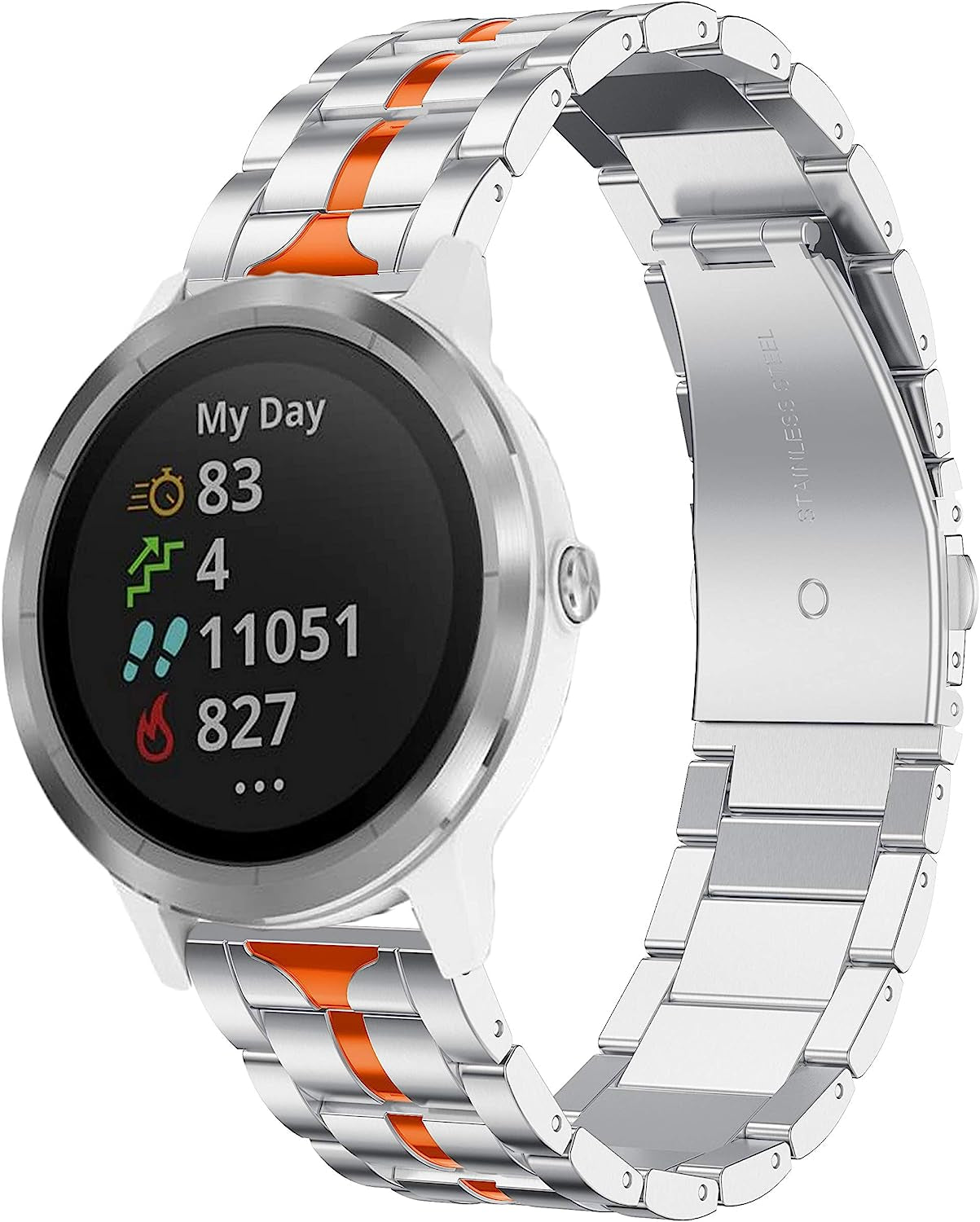 Anrir Compatible for Garmin Vivoactive 3 Band, 20Mm Quick Release Stainless Steel Band for Garmin Forerunner 645/245 Music, Garmin Venu, Garmin Vivomove 3 44Mm, Vivomove Hr/Luxe/Style 42Mm-Black&Red  Anrir Silver&Orange  