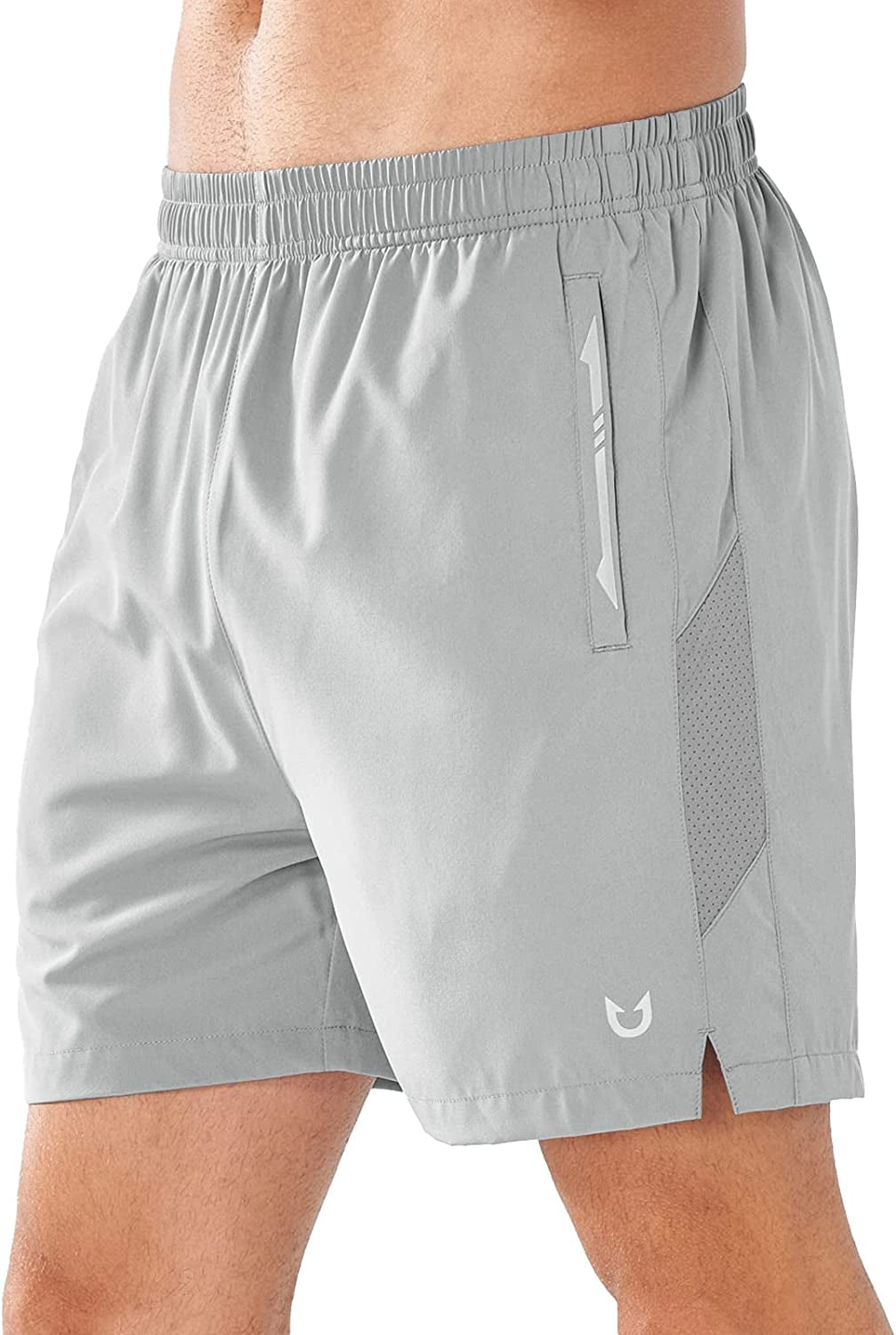 NORTHYARD Men'S Running Athletic Shorts 5 Inch Workout Gym Tennis Quick Dry Short for Active Training with Zipper Pockets  NORTHYARD Lightgrey 5 inch Small