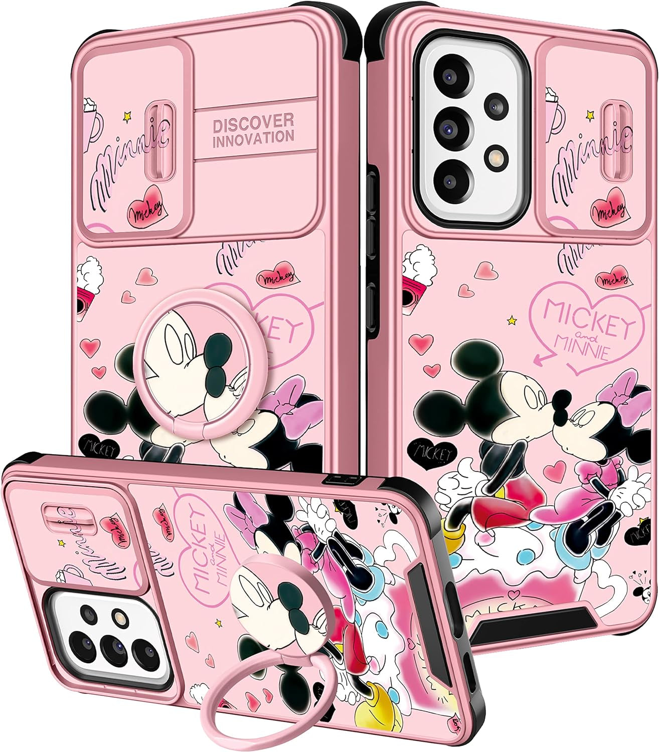 Oqpa for Samsung Galaxy A53 5G Case Cute Cartoon for Women Girly Girls Boys Kids Kawaii Funny Samsung A53 Phone Case Cover with Camera Cover+Ring Holder for Galaxy A53 5G, Happy Miki  meitong2020 4-Mini Miki  