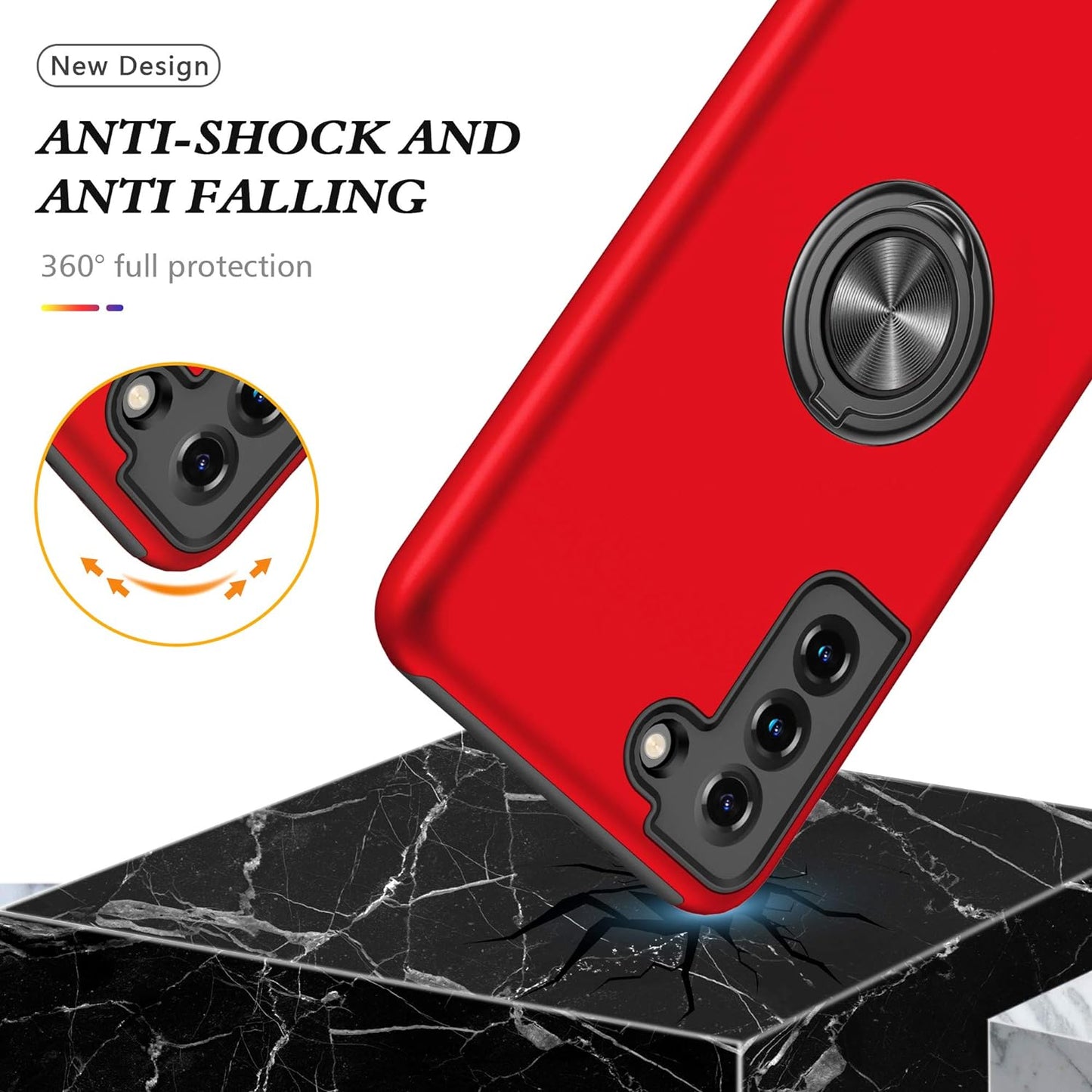 Galaxy S22 plus Case for Samsung Galaxy S22 plus Case Military Grade Shockproof Built-In Ring Holder Kickstand Car Mount Armor Heavy Duty Protective Case for Galaxy S22+ plus Phone Case (Red)  Dionsibei   